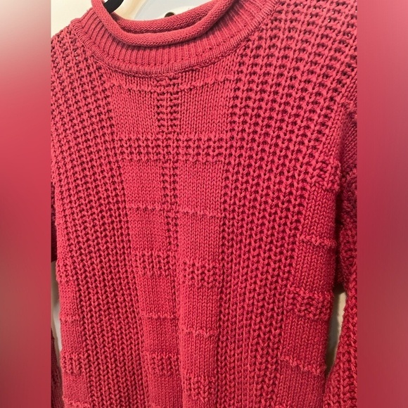 Wipstitch Chunky Rust Red Whipstitch Mockneck Sweater Tunic size S - Picture 3 of 9